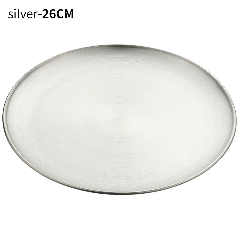 Stainless Steel Metal Dining Disc round Bone Spitting Dish High Quality Shallow Tray Gold Silver Fruit Meat Tableware