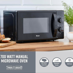 SM4420BLK Manual Microwave with 5 Power Levels, 35 Minute Timer, 700W, 20L, Black