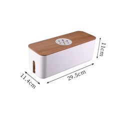 Wooden Cable Storage Box Power Line Storage Case Dustproof Charger Socket Organizer Wire Case Home Cable Winder Organizer