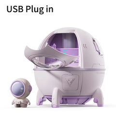 220ML Space Capsule Air Humidifier with USB Rechargeable Mist and 7-Color Atmosphere Light