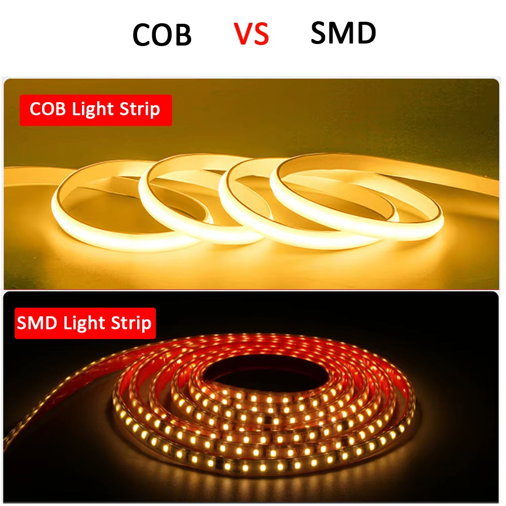 220V Led Strip High Brightness Waterproof COB LED Strip 220V Flexible Ribbon for Room Bedroom Kitchen Outdoor Garden Lighting