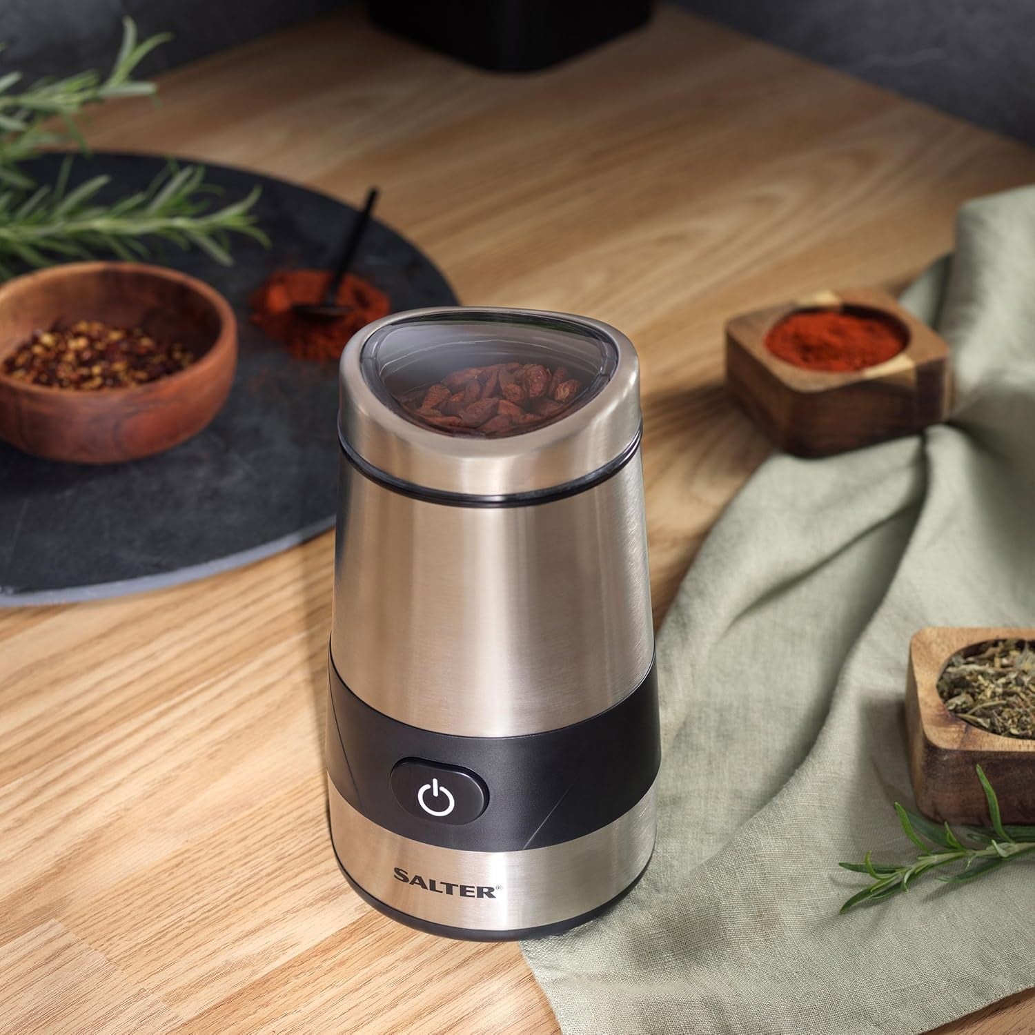 EK2311 Electric Coffee & Spice Grinder – Stainless Steel Blade, 60G Coffee Bean/Dry Herb Mill, One-Touch Operation, Fast Grinding Machine for Nuts, Seeds, Transparent Lid, Multipurpose, 200W