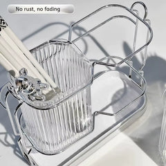 Wall Mounted Kitchen Cutlery Organizer Light Luxury Chopstick Spoon Holder Stainless Steel Utensil Drying Rack