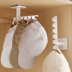 6 Hooks Hat Holder L Shaped Baseball Cap Storage Rack Wall Mount Hat Belt Organizer Hooks