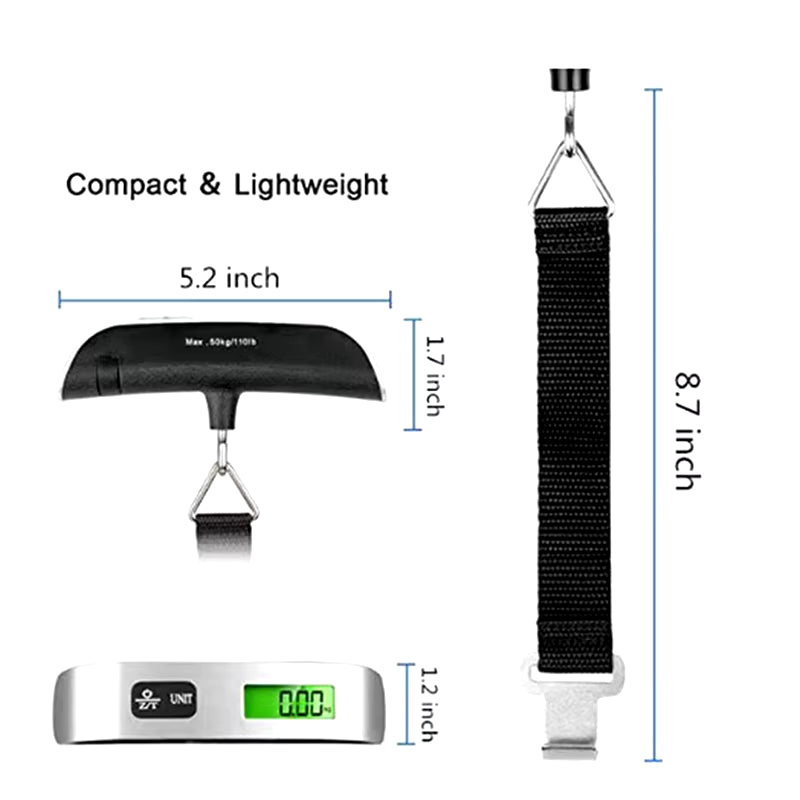 Digital LCD Display 110Lb/50Kg Electronic Luggage Hanging Suitcase Travel Weighs Baggage Bag Weight Balance Portable Scale Tool