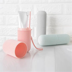 Travel Toothbrush Box Vertical Stripe Portable Mouthwash Cup Brushing Cup Washing Cup Toothware Box Toothpaste Storage Cartridge