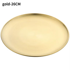 Stainless Steel Metal Dining Disc round Bone Spitting Dish High Quality Shallow Tray Gold Silver Fruit Meat Tableware