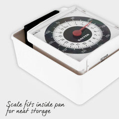 022 WHDR Dietary Mechanical Kitchen Scale – Compact Baking/Cooking Scale, Battery Free Food Weighing Scales with Large Dial, 500G Capacity, Measures in 5G Increments, White, 15 Year Guarantee