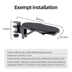 Computer Desk Arm Rest Pad Foldable Ergonomic Wrist Rest Support for Keyboard Armrest Extender Rotating Mouse Pad Holder Rack