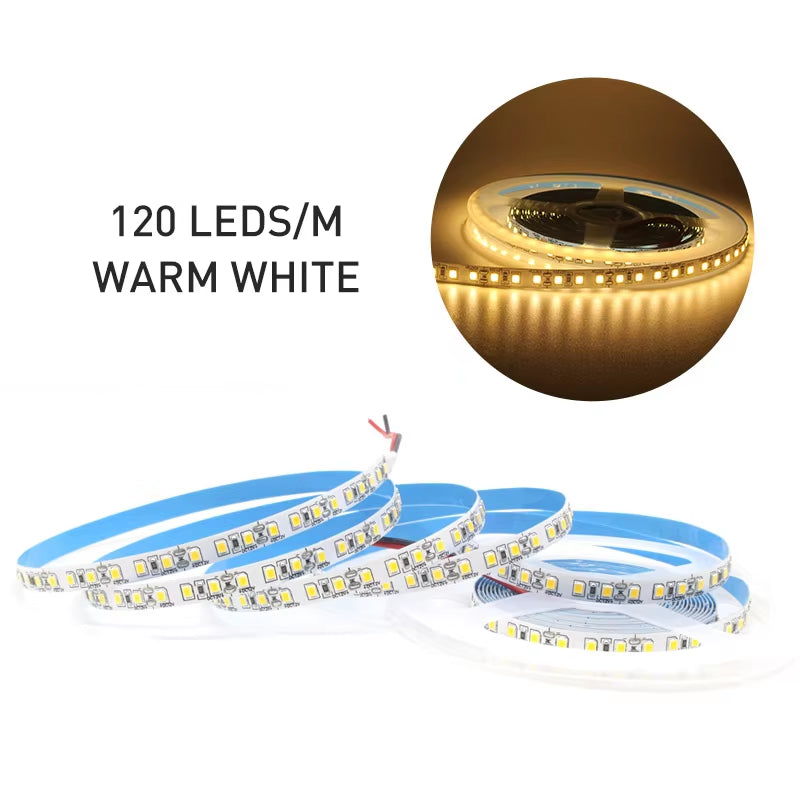 12V LED Strip SMD 2835 1M 2M 3M 4M 5M LED Stripe Tape Light 120LED/M 240LED/M Warm White Flexible Strip Ribbon Home Decor Light