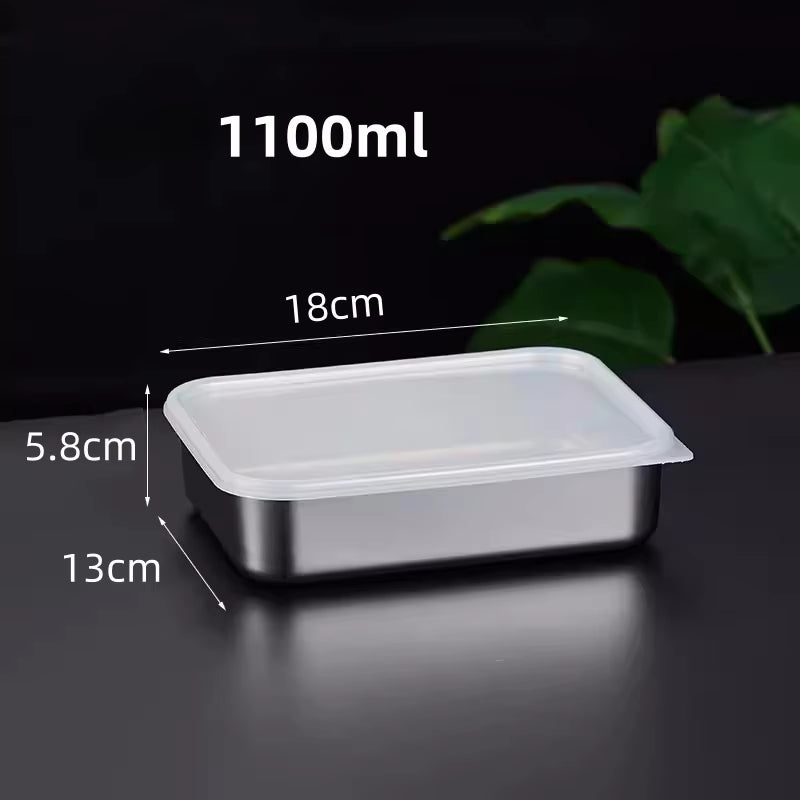 Stainless Steel Refrigerator Meat Storage Box Food Storage Containers with Lid Refrigerator Organizer Container Kitchen Storage