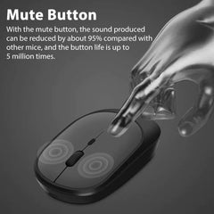 Wireless Rechargeable Gaming Mouse, Dual Modes (Bluetooth and 2.4G USB), Mute Function for Laptop, Tablet, and MacBook