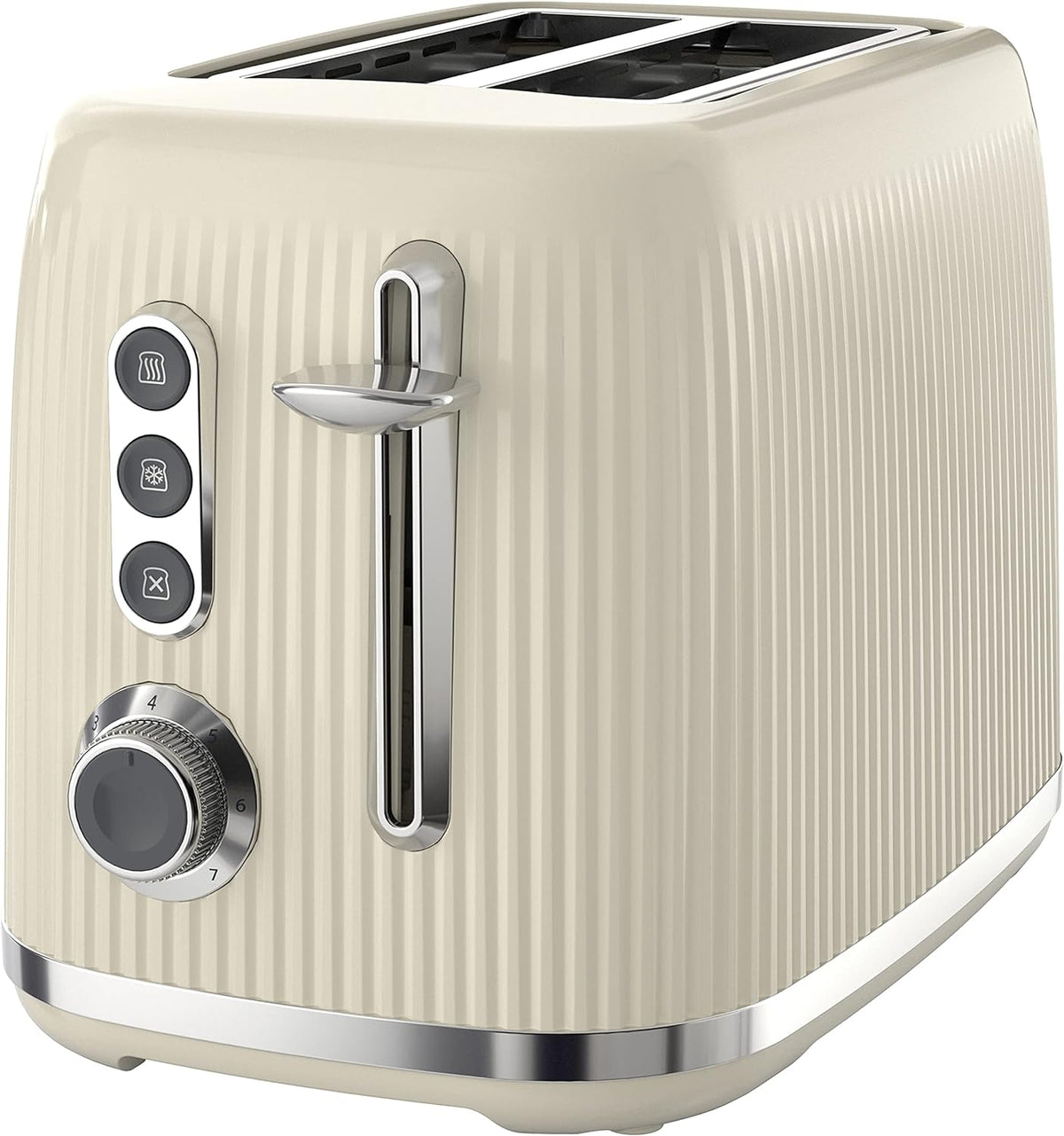 Bold Vanilla Cream 2-Slice Toaster with High-Lift & Wide Slots | Cream & Silver Chrome [VTR003]