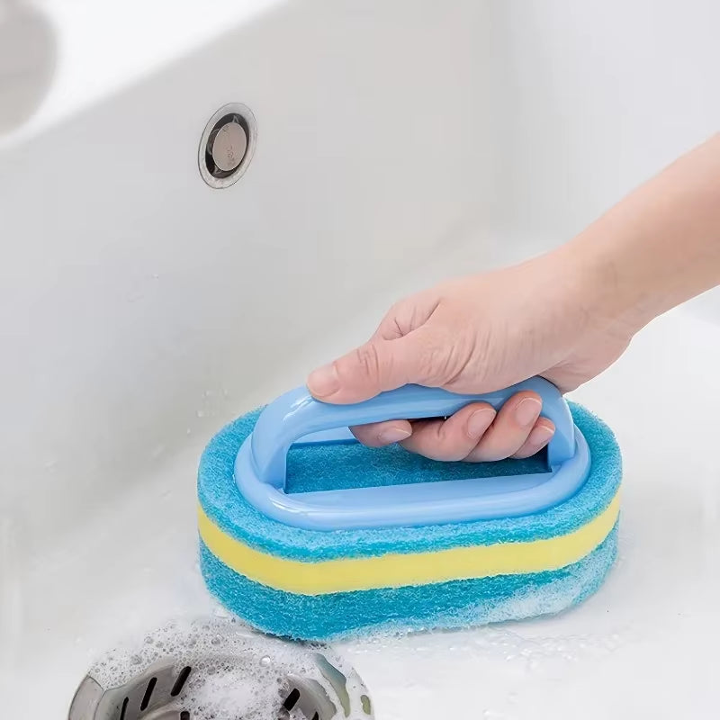 Household Cleaning Brush with Handle Dish Soap Bathroom Kitchen Tub Thicken Scrubbing Sponge Wipe Durable Tools Accessories Home