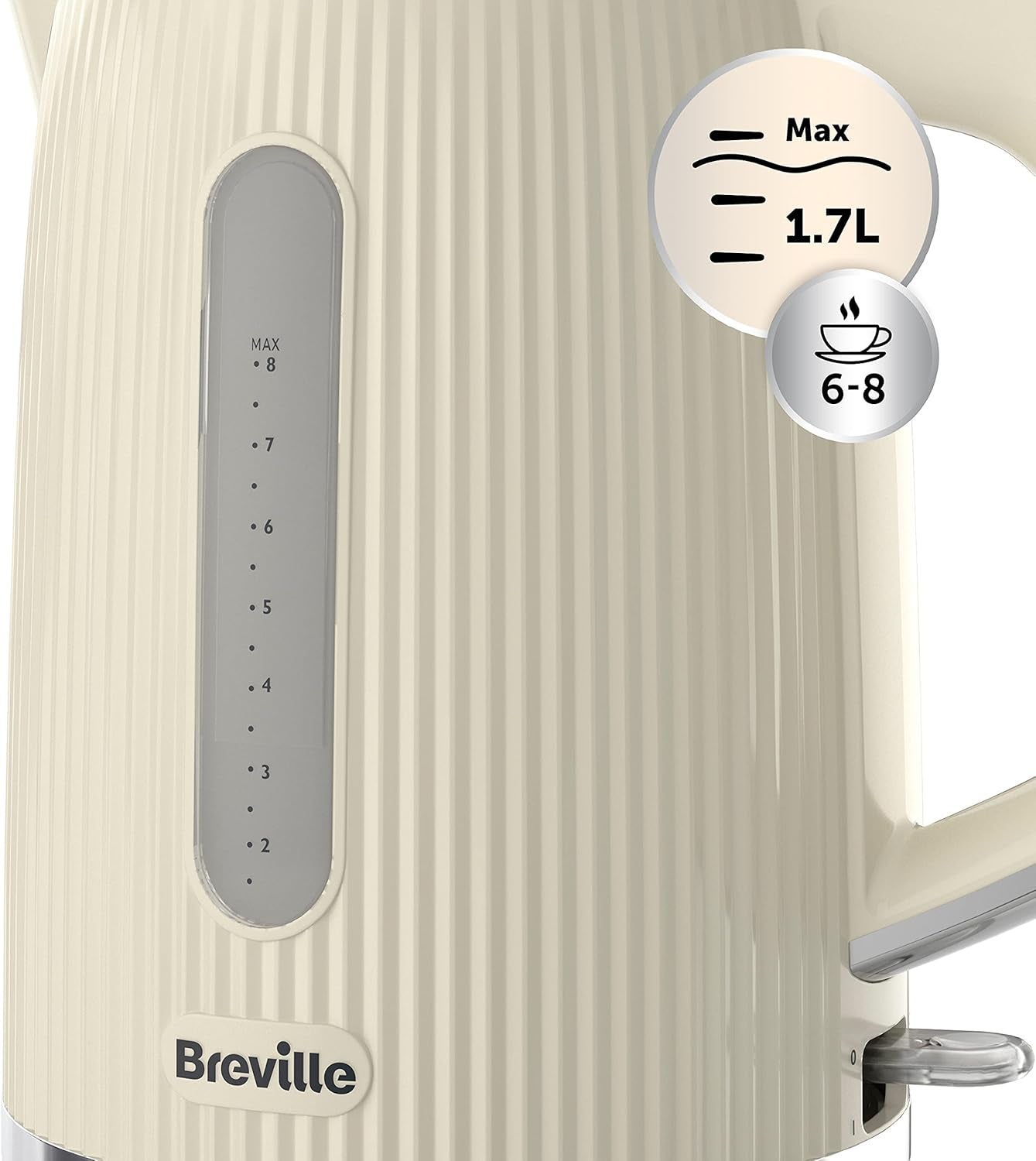 Bold Vanilla Cream Electric Kettle | 1.7L | 3Kw Fast Boil | Cream & Silver Chrome [VKT223]