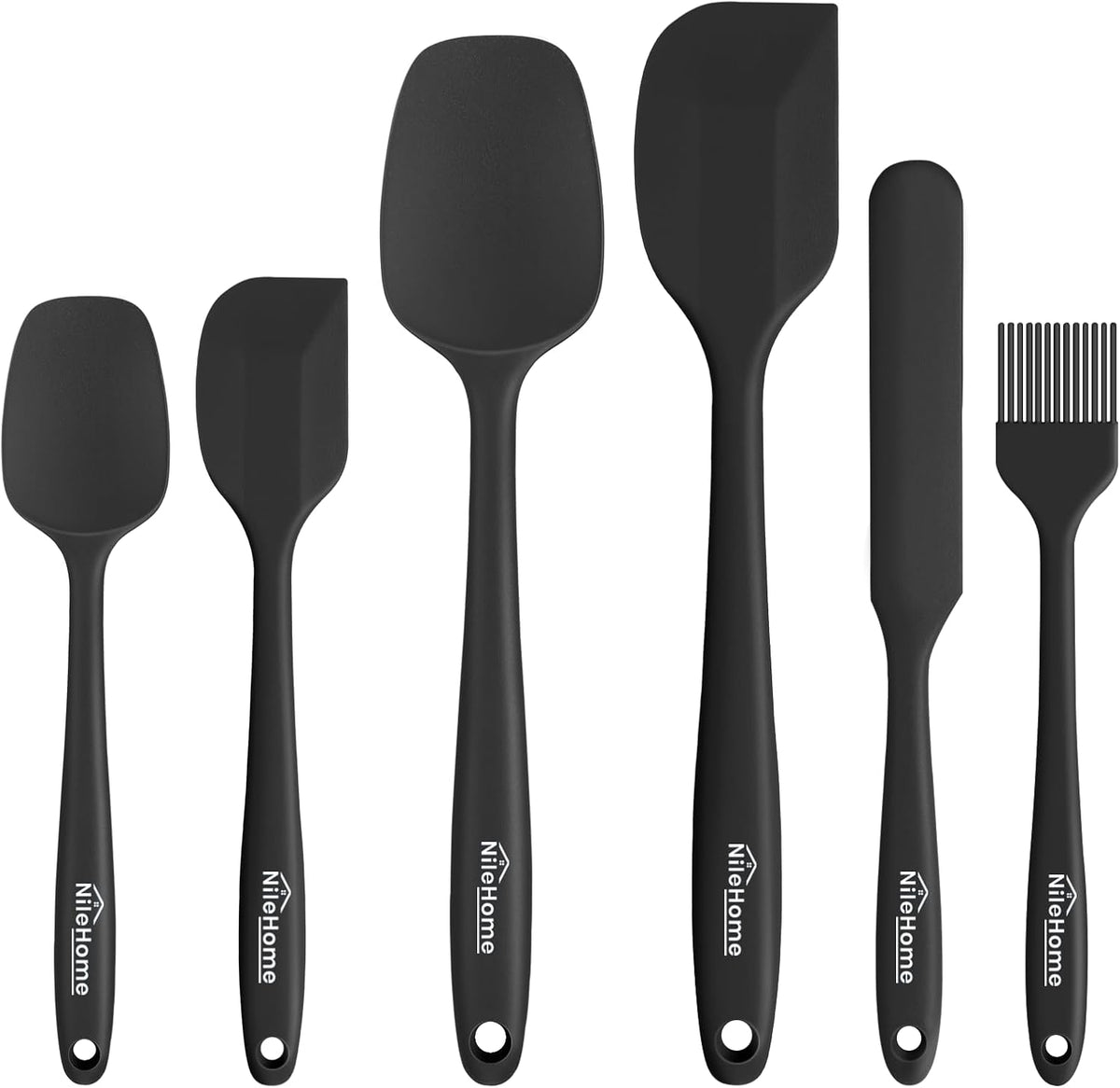 Silicone Spatula Set 6 Pieces Food Grade Kitchen Utensils with Silicone Brush Heat Resistant Bpa-Free Rubber Spatula for Scraping, Baking, Cooking, Mixing