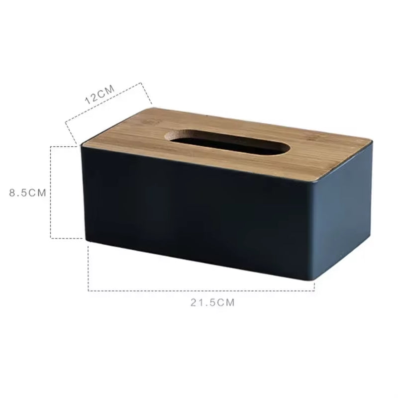 Tissue Box Table Napkin Rings Tissue Case Paper Box Container Bamboo Cover Solid Wood Storage Box Home Table Decoration