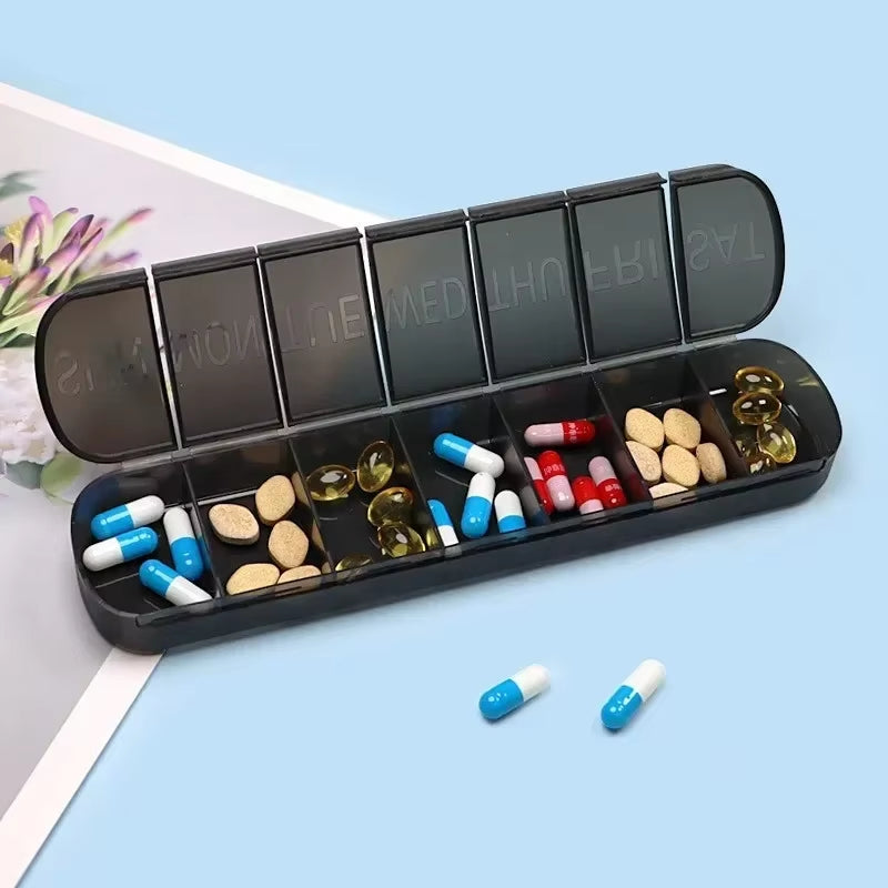 Weekly Medicine Pill'S Box Pill Case Drug Dispense Mini Portable Pills Organizer Case 7 Grids Pillbox Tablet Storage Container