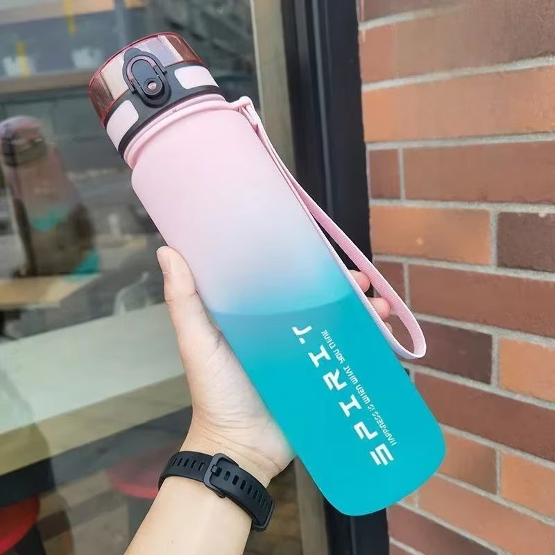 1 Liter Large Capacity Sports Water Bottle Leak Proof Colorful Plastic Cup Drinking Outdoor Travel Portable Gym Fitness Jugs