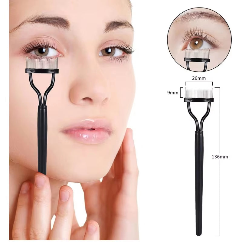 Eyelash Separator Metal Teeth Straight Eyelash Curler Beauty Makeup Stainless Eyelash Brush Comb Mascara Curl Makeup Tool