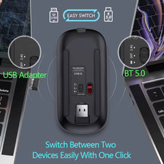 Bluetooth Wireless Optical Mouse, USB Rechargeable for Computer, Laptop, MacBook, and Gaming