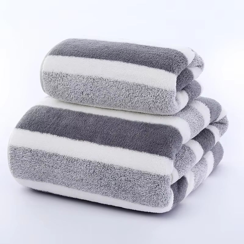 Striped Pattern Towel Set, Soft Hand and Bath Towels, Quick Drying and Absorbent for Bathroom