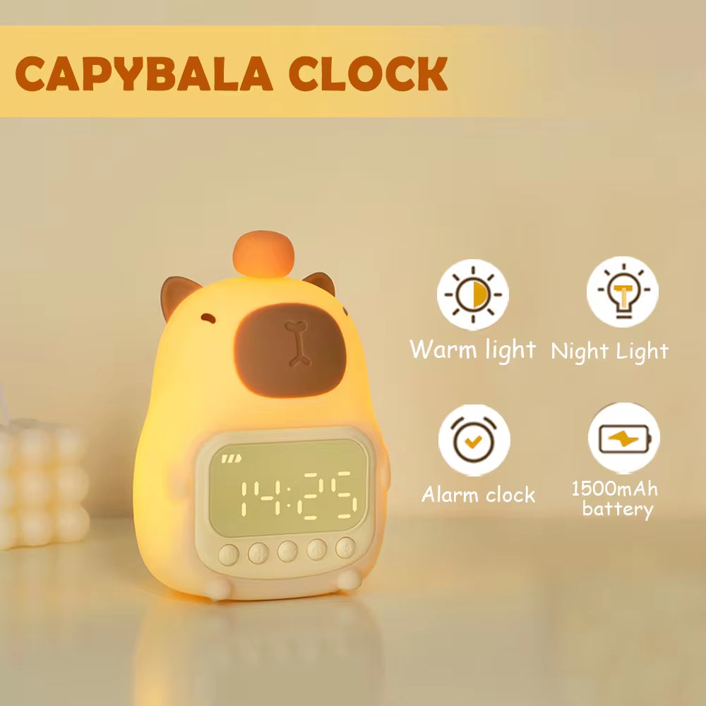 Cute Cartoon Capybara Silicone Night Light USB Rechargeable Timing Dimming Sleep Night Lamp for Children'S Room Decor