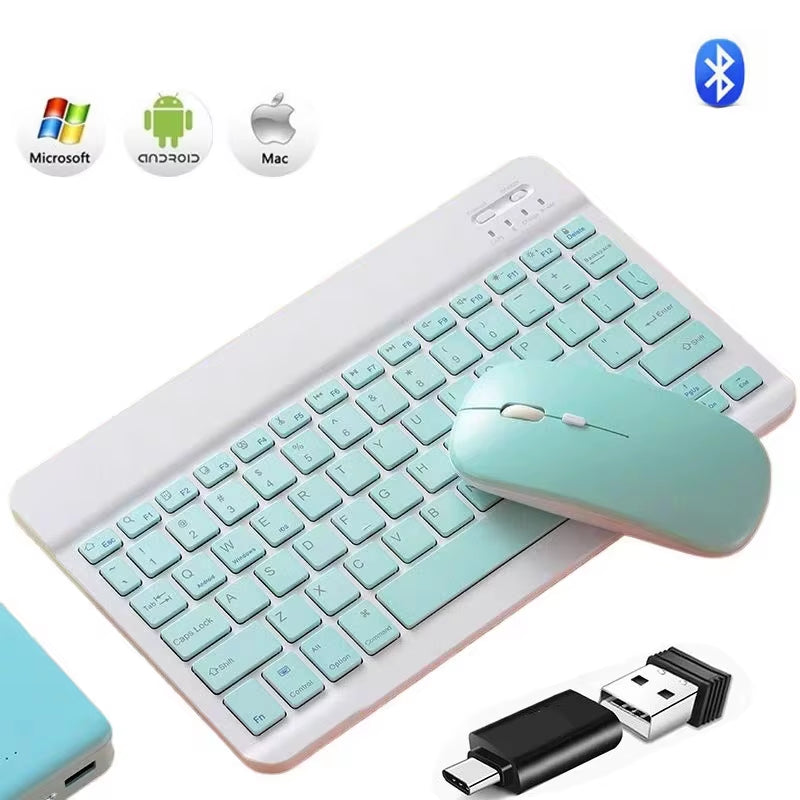 Rechargeable Bluetooth-Compatible Keyboard Ultra-Slim Wireless Mouse Keyboard Set for Android Windows Tablet Iphone Ipad