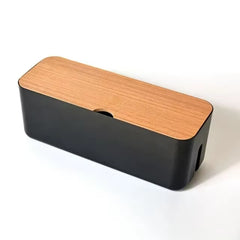 Wooden Cable Storage Box Power Line Storage Case Dustproof Charger Socket Organizer Wire Case Home Cable Winder Organizer