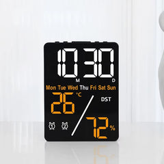 Multifunctional Large Screen Digital Alarm Clock Humidity Display Brightness Adjustment Charging Desktop Clock Home Office Decor