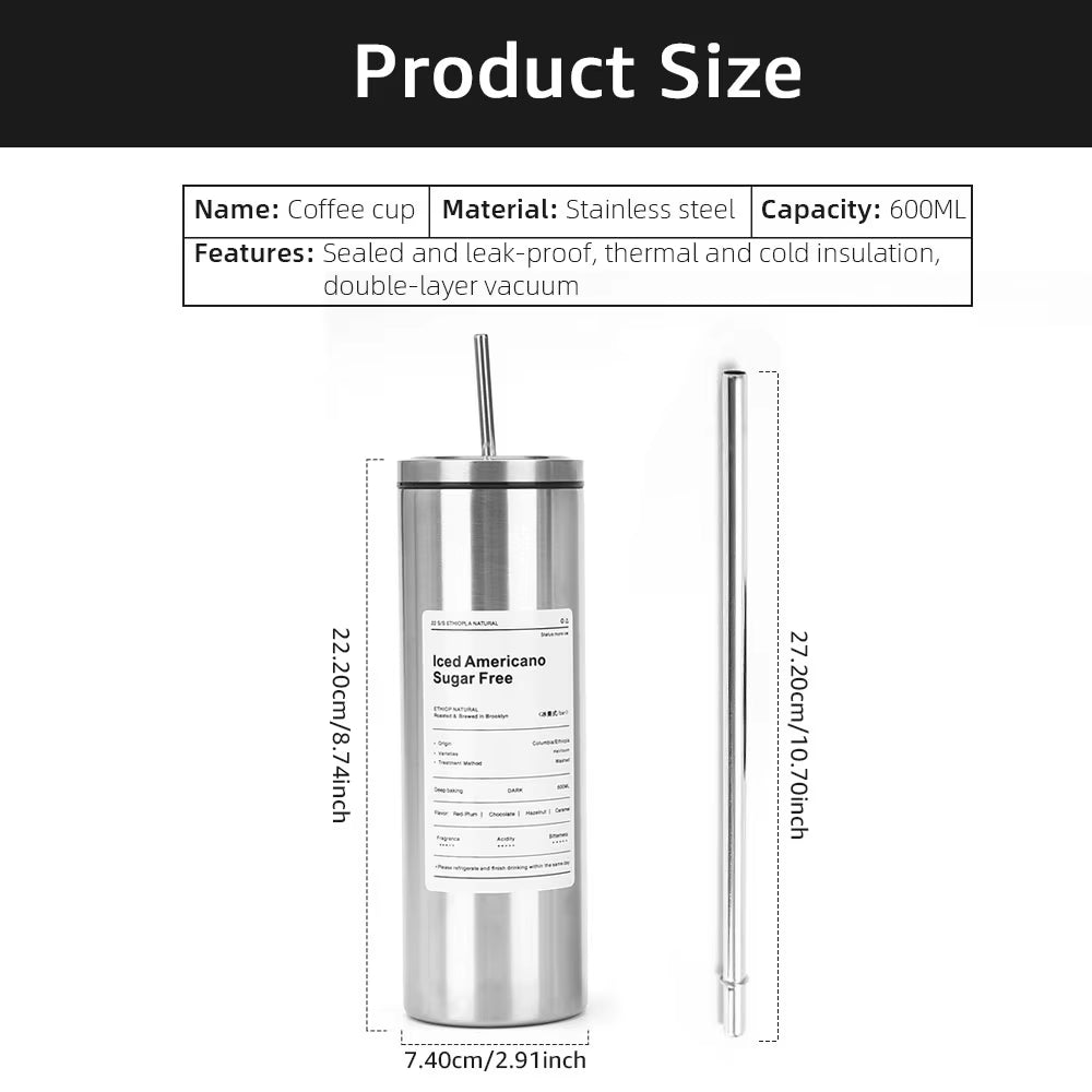 Stainless Steel Coffee Cup Thermoses Double Wall Vacuum Flask Insulated Cup Portable Ice American Coffee Mug Water Bottle