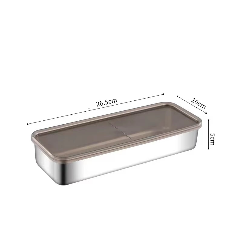 Stainless Steel Refrigerator Meat Storage Box Food Storage Containers with Lid Refrigerator Organizer Container Kitchen Storage