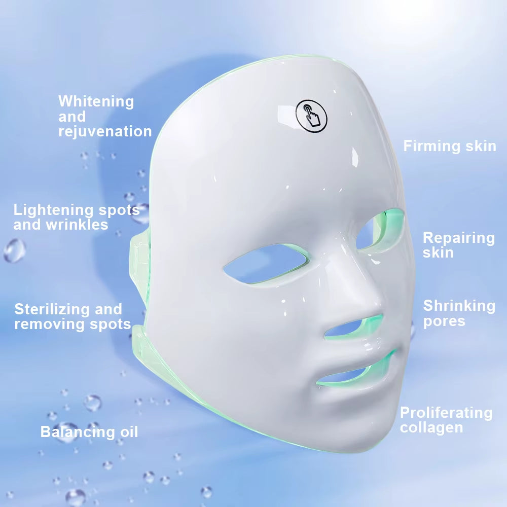 7 Colors LED Facial Mask Photon Therapy Face Skin Care Mask anti Acne Therapy Skin Rejuvenation Wrinkle Removal Face Beauty Mask