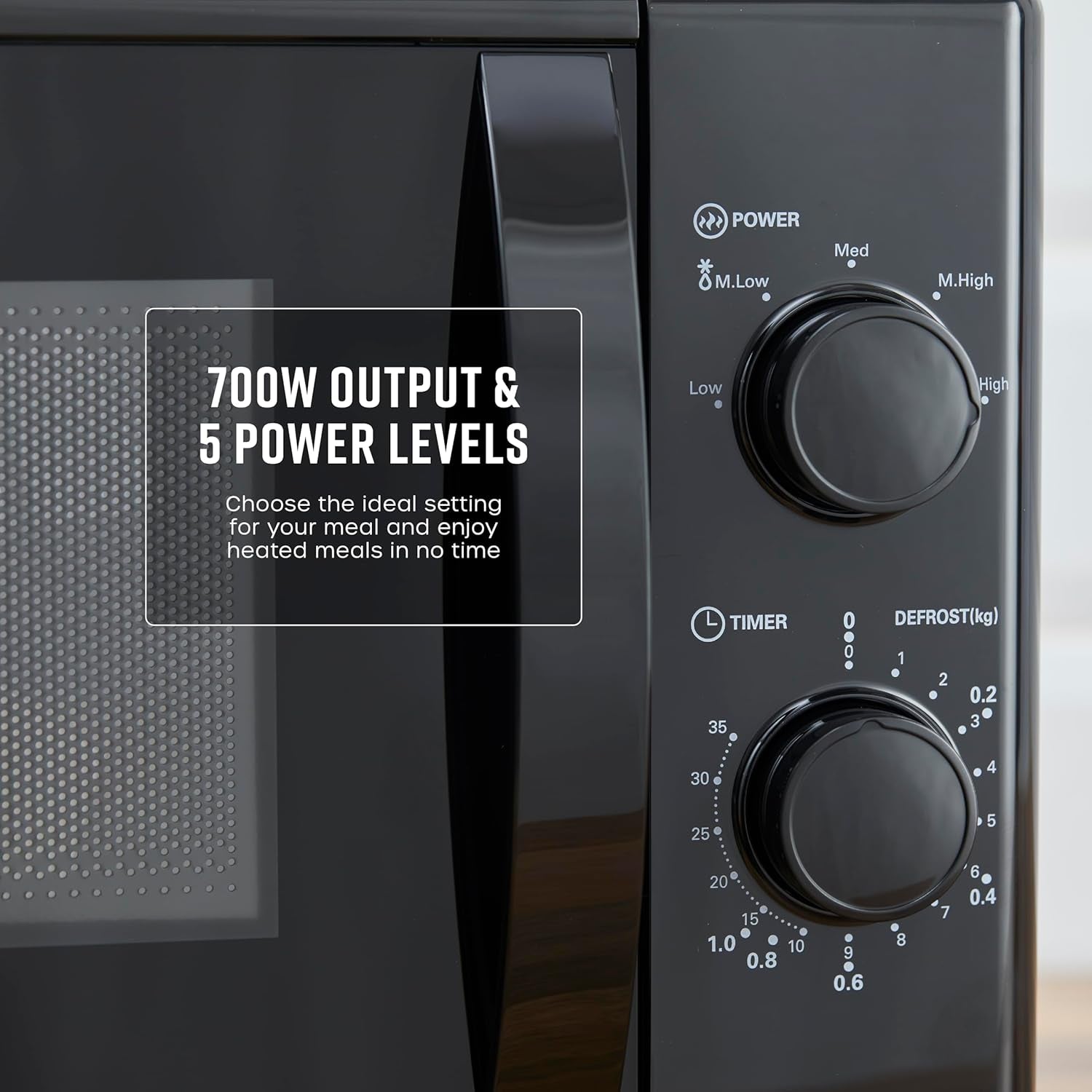 SM4420BLK Manual Microwave with 5 Power Levels, 35 Minute Timer, 700W, 20L, Black