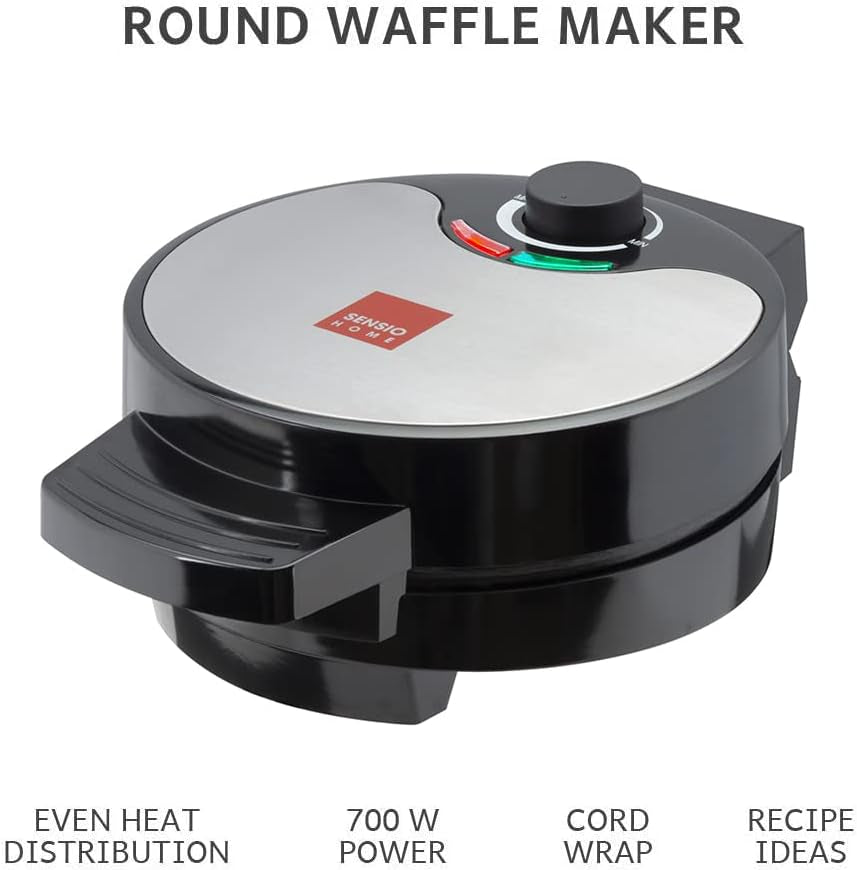 Global Gourmet - American Waffle Maker Iron Machine 700W I Electric I Stainless Steel Mould I Non-Stick Coating I Recipes I Deep Cooking Plates I Adjustable Temperature Control - Black