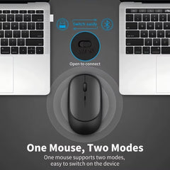 Wireless Rechargeable Gaming Mouse, Dual Modes (Bluetooth and 2.4G USB), Mute Function for Laptop, Tablet, and MacBook