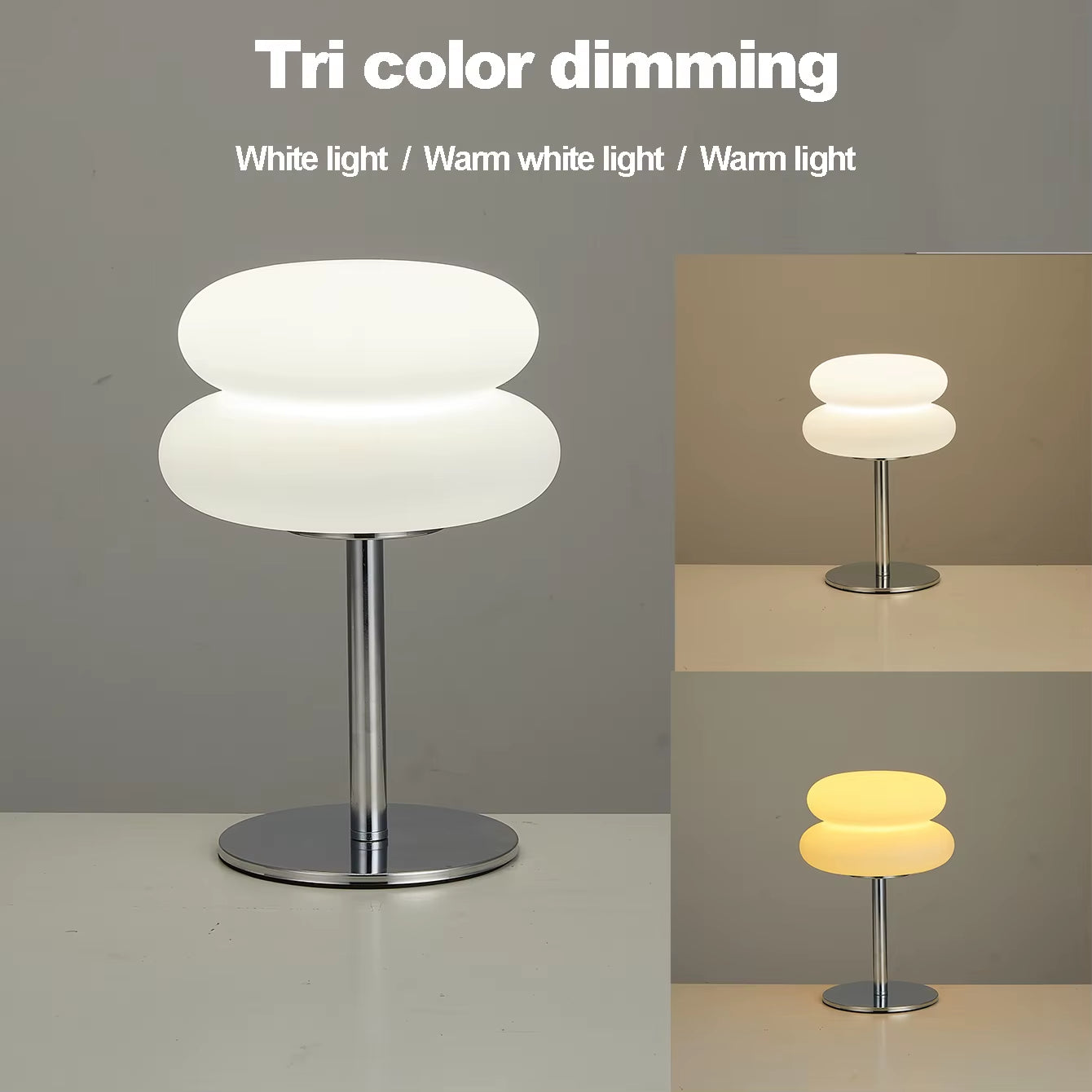 Bedroom Bedside Lamp Creamy Style Table Lamp USB Plug Tri Color Dimming Living Room Study Atmosphere Light