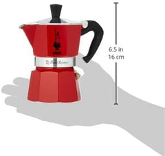 - Moka Color: Iconic Stovetop Espresso Maker, Made Real Italian Coffee, 3-Cup (130 Ml) Moka Pot, Aluminum, Red, 30 X 20 X 15 Cm