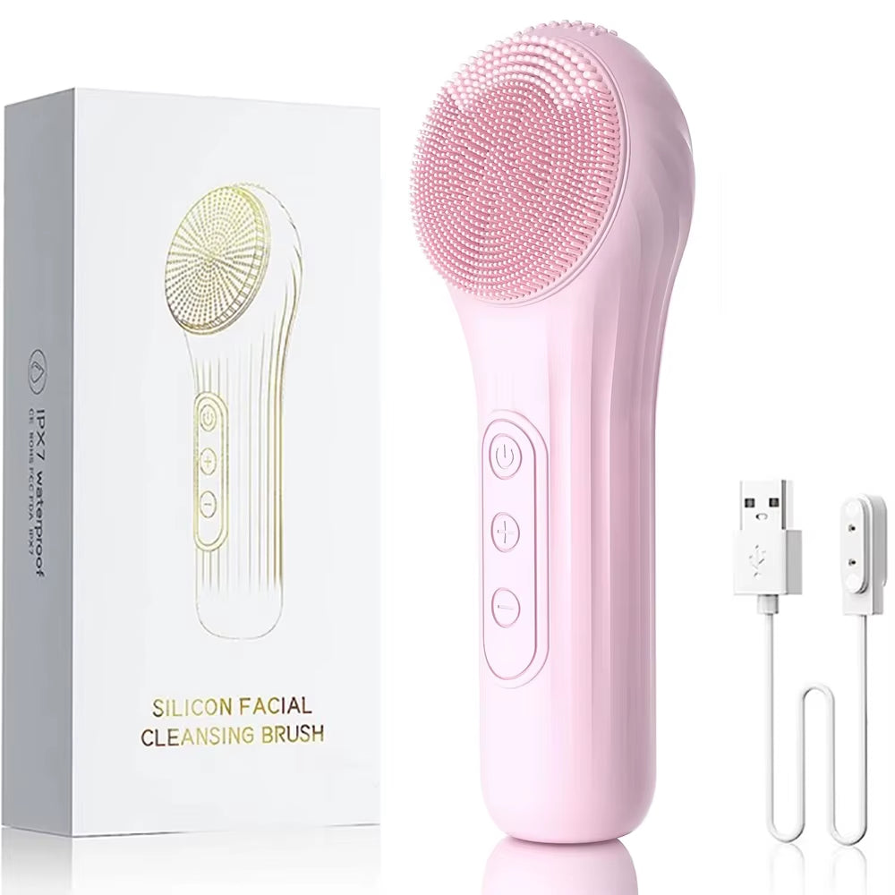 Sonic Waterproof Facial Cleansing Brush Rechargeable Scrubber Exfoliating Vibrating Deep Clean Face Cleaner Skin Care Tool