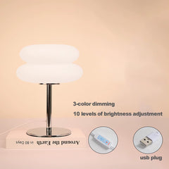 Bedroom Bedside Lamp Creamy Style Table Lamp USB Plug Tri Color Dimming Living Room Study Atmosphere Light