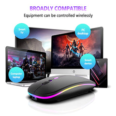  Wireless Mouse with Bluetooth and 2.4GHz Dual Modes, Rechargeable RGB, Ergonomic Design, Silent Click for PC, iPad, Laptop, and Phone