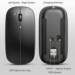 Bluetooth Wireless Optical Mouse, USB Rechargeable for Computer, Laptop, MacBook, and Gaming