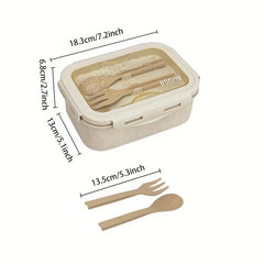 1 Set 2-Section Lunch Box Container,Modern Design,Built-In Utensil Set,Microwaveable(Take off the Lid),For Teenagers and Workers