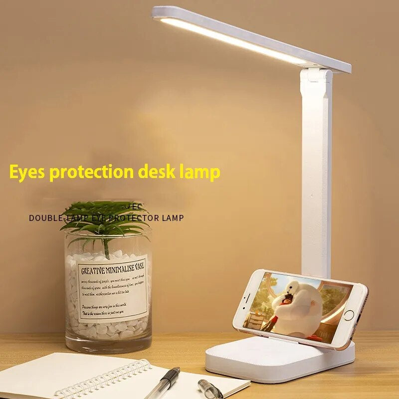 6000Mah Chargeable LED Table Lamp USB 3 Color Stepless Dimmable Desk Lamp Touch Foldable Eye Protection Reading Night Light