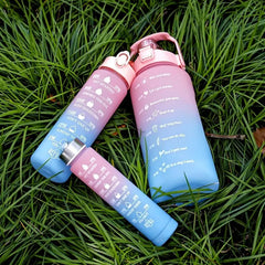 3Pcs Gradient Plastic Cup Set Large Capacity Sports Water Bottle Outdoor Travel Gym Fitness Jugs Student Portable Cup with Straw