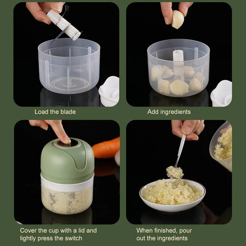 USB Mini Electric Garlic Chopper: Sturdy and Durable Garlic Masher Machine, Meat Grinder, and Vegetable Crusher for Crushed Ginger 