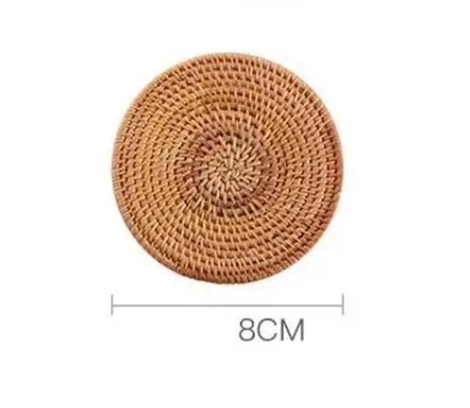 Hand-Made Rattan Coasters: Round Placemats and Insulation Pads for Kitchen Table Mats, Bowl Mats, and Coasters