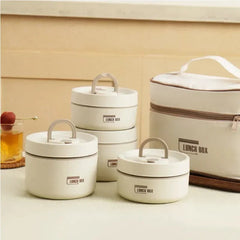 Portable Thermos 304 Stainless Steel Insulated Lunch Box Leakproof Sealed Bucket Student Lunch Box Multi-Layer round Bento Box