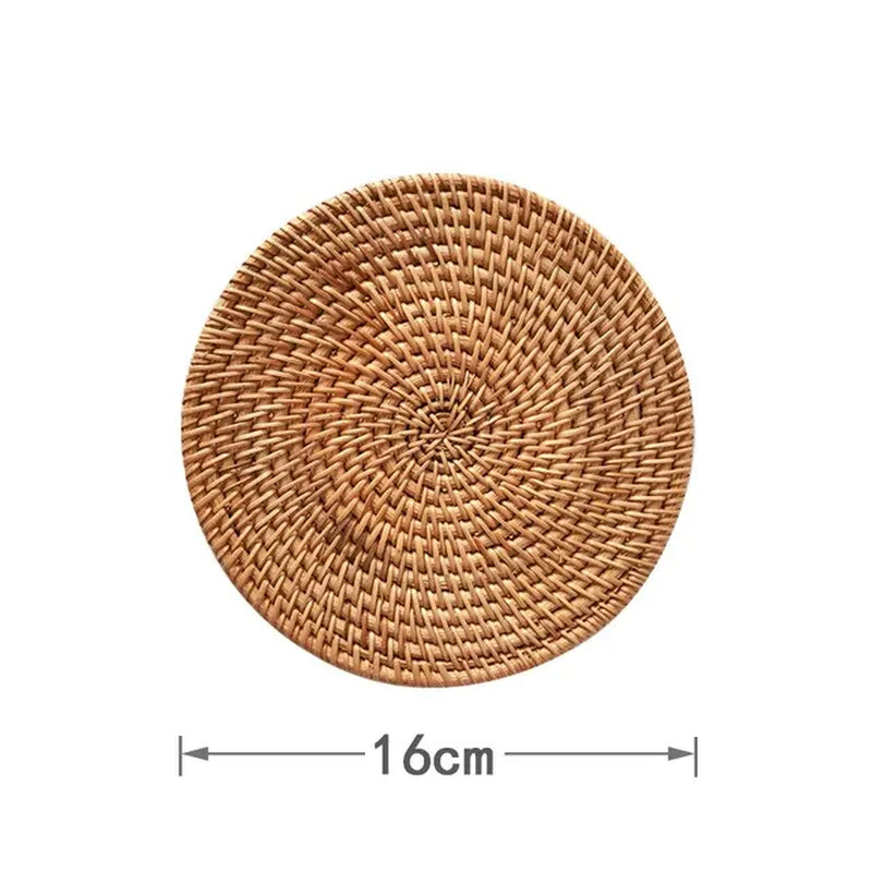 Hand-Made Rattan Coasters: Round Placemats and Insulation Pads for Kitchen Table Mats, Bowl Mats, and Coasters