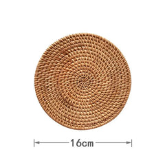 Hand-Made Rattan Coasters: Round Placemats and Insulation Pads for Kitchen Table Mats, Bowl Mats, and Coasters